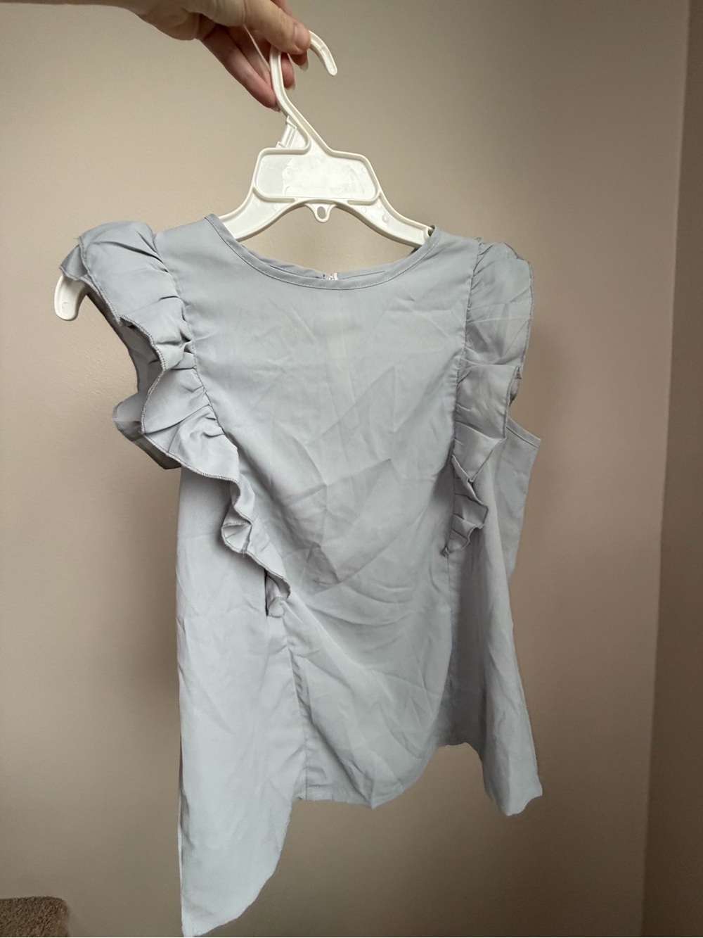 Light Blue Ruffle Sleeve Blouse